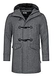 Indicode Herren Liam Dufflecoat mit Stehkragen und Kapuze | moderner Wollmantel mit 5 Taschen Warmer Wintermantel gefütterter Herrenmantel Winter Jacke Mantel für Männer Grey Mix XL