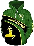 GLSHI Männer Hoodies John-Deere Full Print Jacken T-Shirt Insert Taschen dünn Unisex Casual Sweatshirt Lose Seite Fahren Polyester Pullover,Grün,4XL