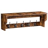 HOOBRO Wandgarderobe, mit Ablage, Kleiderstange Wandmontage, Garderobenleisten mit 5 Haken, Wandregal, Hängeregal, Stabil, für Flur, Schlafzimmer, Badezimmer, Wohnzimmer EBF01YM01