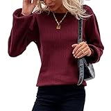 ZYYM Damen Pullover Lässiges Pulli Sweater Lange Ärmel Strickpullover Rundhals Langarm Jumper Tops Damen Winter Elegant Grobstrickpullover Langarm Lose Pulli Oberteile Mode Pullover Strickp