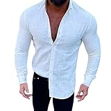 Herren Langarmshirt mit Knopfleiste,unterzieh t Shirt,Hemd Lederjacke,gefüttertes flanellhemd,hemdjacke lang,Dickes Hemd,witzige t Shirts Herren,Hemd Pullover 2 in 1 Herren,flanellhemd k