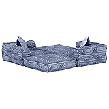 Susany 2-Sitzer Modulares Sofa-Bett Schlafsofa Geliefert mit 2 Kissen,Schlafcouch Chaiselongue Sofa Bettsofa Couch Gestreiftes Design,Sofagarnitur Sofabett 140 x 70 x 58 cm cm,Indigo Stoff Patchwork