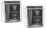 Earl Grey 2 x 350g (42,79 Euro / kg) Paulsen Tee Schwarzer Tee in sehr hochwertigen Edelstahldose silber glänzend, 2er Pack, rückstandsk
