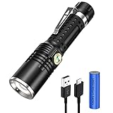 Mini Taschenlampe USB Aufladbar, Elekin LED Taschenlampen IPX4 Wasserdicht mit 4 Lichtmodi Zoombar Flashlight für Outdoor Camping Wandern N