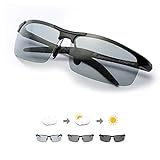 TJUTR Polarisierte Sonnenbrille Photochromatisch für Herren Sports 100% UV 400 Schutz Metallrahmen Leicht für Autofahren (Schwarz(sport)/Grau)