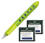 Faber-Castell 149815 - Schulfüller Scribolino Rechtshänder, hellgrün (Schulfüller, hellgrün | 2x Tintenpatronen blau)