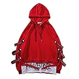 EGSDMNVSQ Herren Japanischer Harajuku Kapuzenpullover Hip Hop Streetwear Urban H