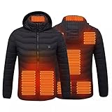 Vimoli Beheizbare Jacke Herren Damen Mit Akku Und Abnehmbarer Kapuze Softshell Heizjacke Heizweste USB LadeheizungBeheizter Mantel Graphen Baumwollheizung Beheizter M