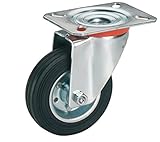 Dörner + Helmer 711222 Vollgummi-Lenkrolle mit Rollenlager 200 x 50 mm/Platte 140 x 110