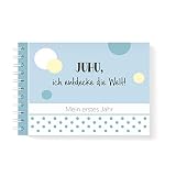 mintkind Baby Erinnerungsbuch Mein erstes Jahr blau I Babytagebuch I Tolle Geschenkidee Babygeschenk