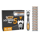 BIC Hybrid 5 Flex Rasierer Herren, Nassrasierer mit 10 Wechselklingen mit je 5 Klingen, mit Aloe Vera und Vitamin E,