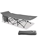 ALPHA CAMP Campingbett faltbar XL leicht mit Seitentasche, Feldbett klappbar Aluminium bis 250 kg, mit Transporttasche Ideal für Camping, Reisen, Indoor, Outdoor, Strand und Garten, 190*67cm, g