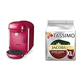 Bosch TAS1401 Tassimo Vivy2 Kapselmaschine, über 70 Getränke, vollautomatisch, geeignet für alle Tassen, kompakte Größe + Tassimo Kapseln Jacobs Caffè Crema + Latte Macchiato + Milka + Probierbox