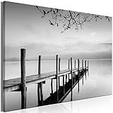 murando Akustikbild Natur 120x80 cm Bilder Hochleistungsschallabsorber Schallschutz Leinwand Akustikdämmung 1 TLG Wandbild Raumakustik Schalldämmung Brücke See Zweige schwarz c-B-0632-b