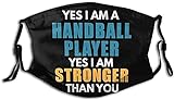 Handball Players Are Stronger Gesichtsmaske, wiederverwendbar, waschbar, verstellbar, für Damen und Herren, mit 2 F