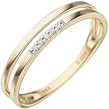 JOBO Damen-Ring aus 585 Gold mit 5 Diamanten Größe 54