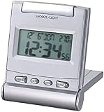 Technoline Reisewecker WQ 170 mit Innentemperaturanzeige sowie Datums-/ Wochentagsanzeige und Duo-Zeitmodus, Silb