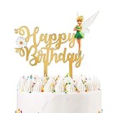 Goldene Acryl-Tinkerglocke 'Happy Birthday', Feen-Themen-Geburtstagsparty-Dekoration, Lieferanten, Denker-Glocken-Kuchendek