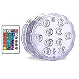 RBSFL Unterwasser Led, RGB Farbwechsel 13 LED Licht Wasserdicht Licht mit RF-Fernbedienung,IP68 wasserdichte Teichbeleuchtung Stimmungslicht für Vase Base,Aquarium,SPA and Festival Dek