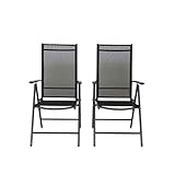Ambientehome Klappsessel aus Aluminium, hohe Rückenlehne, 7-fach verstellbar, Textilene 4x4, Anthrazit und Schwarz (2 St.) S