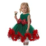 Weihnachtskleid Kinder Lang Weihnachtsoutfits Mädchen Ärmellos Pailletten Weihnachten Festliche Knielang Abendkleid Bowknot Kleid Partykleid Rentier Kleider(2-8 Jahre)