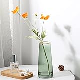 Luxspire Blumenvase, Nordisch Stil Vase mit Vertikale Linie Muster Blumenvase rutschfest Glasvase Dekovase Tischvase Getrocknete Seidenblumen Vase Hause Büro - Grü