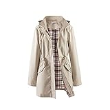 Polydeer Frauen Leichte wasserdichte Regenmantel atmungsaktive Windjacke Jacke Active Outdoor Hooded Trenchcoats Langer Poncho (Khaki, M)