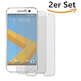 Conie SE1439 2er Set 9H Panzerfolie Kompatibel mit HTC 10, 2X Panzerglas Schutz Folie Anti-Öl, Anti-Finger Print Gorilla Glas für HTC 10 Handyfolie (2 Stück) 2X G