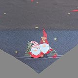 Kamaca Serie LUSTIGE WICHTEL mit lustigen Mützen und Rauschebärten Filigrane Stickerei in Winter Weihnachten (dunkelgrau, Wichtel Tischdecke 85x85 cm)