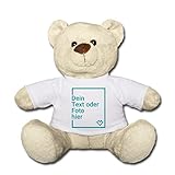 Spreadshirt Personalisierbarer Teddy Kuscheltier Selbst Gestalten mit Text und Foto Teddy, Weiß