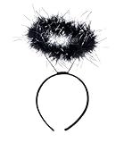 SIX Haarreif mit schwarz-glitzerndem Feder-Heiligenschein für Halloween/Karneval (591-091)