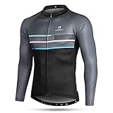 LAMEDA Radtrikot Herren Langarm Fahrradtrikot Funktionsshirt Jersey Radfahren Elastische Atmungsaktive Schnell Trocknen Stoff Radsport Laufen Fitness Rennrad(L)