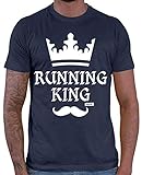 HARIZ Herren T-Shirt Running King Jogging Laufen Plus Geschenkkarte Navy Blau L