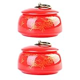 Cabilock Teedose Keramik Chinesischer Stil Lose Blatt Tee Vorratsdose Teekanne Tee Kanister Aufbewahrungsdose Kaffeedose Zuckerdose Frischhaltedose mit Deckel für Tee Kaffee Zucker Gewürz 2 Stück