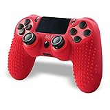 PS4 Controller, Controller Für PS4, Wireless Doubleshock Controller Kompatibel Mit Playstation 4 Controller, Silikon Hülle Anti-Rutsch (Red)