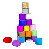 FVCENT Krepppapier, 30 Rollen Kreppbänder Bunt Krepppapier 15 Farben Kreppband bunt Bänder Crepe Paper Papier für Party Feier Weihnachten Dek
