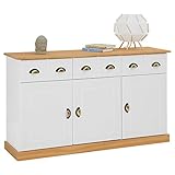 IDIMEX Anrichte Kommode Apothekerschrank Apothekerkommode Sideboard Paris mit 3 Schubladen 3 Türen, Kiefer massiv weiß/braun lack