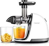 AMZCHEF Slow Juicer Entsafter Gemüse und Obst Profi Entsafter mit Ruhiger Motor & Umkehrfunktion & Saftkanne & Reinigungsbürste（150 Watt/Beige）