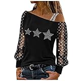 Damen Casual Printed Top One Shoulder Bluse Kurzarm Loses T-Shirt Damen Wickelbodys Kurzarm herrenhemd weiß Kurzarm unterhemd Damen Kurzarm A17 - Black Larg