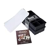 Mit Deckel und GRATIS Gin Tonic Rezeptheft - 2er Pack XXL-Eiswürfelform für je 8 Eiswürfel, 5x5 cm Eiswürfel, riesige Eiswürfelform, 100% BPA frei, Lebensmittelecht, kühlt Lange und verwässert N