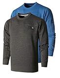 FULL TIME SPORTS® Tech Herren Rundhals Langarm Casual Top Fleece Sweatshirt 2 Pack (HELLBLAU & Kohle, 3XL)