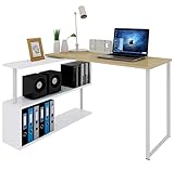 WOLTU® Schreibtisch TS65hei Eckschreibtisch Winkelschreibtisch Winkelkombination Computertisch Bürotisch Arbeitstisch PC Laptop Tisch, mit Ablagen, 120x100x74cm(BxTxH), MDF, Hell E