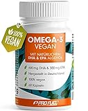 Omega-3 vegan aus Algenöl [1.100 mg] Testsieger 2021 - Hochdosiert mit 300mg EPA & 600mg DHA | hochwertiges Omega-3 Öl in Kapseln (vegan) | Laborgeprüft mit Analyse-Zertifkat | 60 Kap