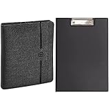 WENGER Affiliate Padfolio - 10'' Tabletfach Organizer Ringhefter Notizblock - Grau & Maul Schreibmappe mit Folienüberzug, Aufklappbares Klemmbrett, Innentasche, A4 hoch, Schwarz, 1 Stück