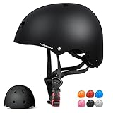 KORIMEFA Kinderhelm Fahrradhelm Kinder Skaterhelm Verstellbar für 3 Jahre Junge CE-Zertifizierung für Fahrrad Skateboard Scooter BMX 3-13 Jahre Alt Junge Mädchen (Schwarz, M: 55-57 cm)