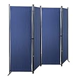 GOJOOASIS Paravent 4 Teilig 170 x 220 cm Raumteiler Trennwand Stellwand Balkon Sichtschutz Faltbar(Blau)