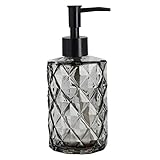 330ml Diamant-Design Seifenspender Glas,mit Transparente Glas- und Kunststoffpumpen geeignet Badezimmer-Seifenspender für Arbeitsplatte Küche Waschküche Schw