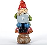 Lustige Gartenzwerge Zwergenspiel Computer Ornamente für Hof Rasen Zwerg Statue Hausgarten Dekorationen 9 × 10 × 19 cm-9 × 10 × 19
