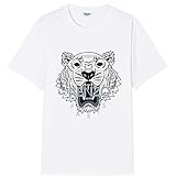 Kenzo Tiger 4Y1 5TS050 Herren T-Shirts (XL, Weiß (Tiger Dunkel))