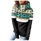 Azruma Damen Kapuzenpullover Mode Druck Hoodie Pullover Langarm Sweatshirt Oberteilmit Kapuzen Casual Oberteile Pulli Vintage Sweatjacke Tops Oversized Langarmshirt Lockere Langarmhemd Kapuzenp